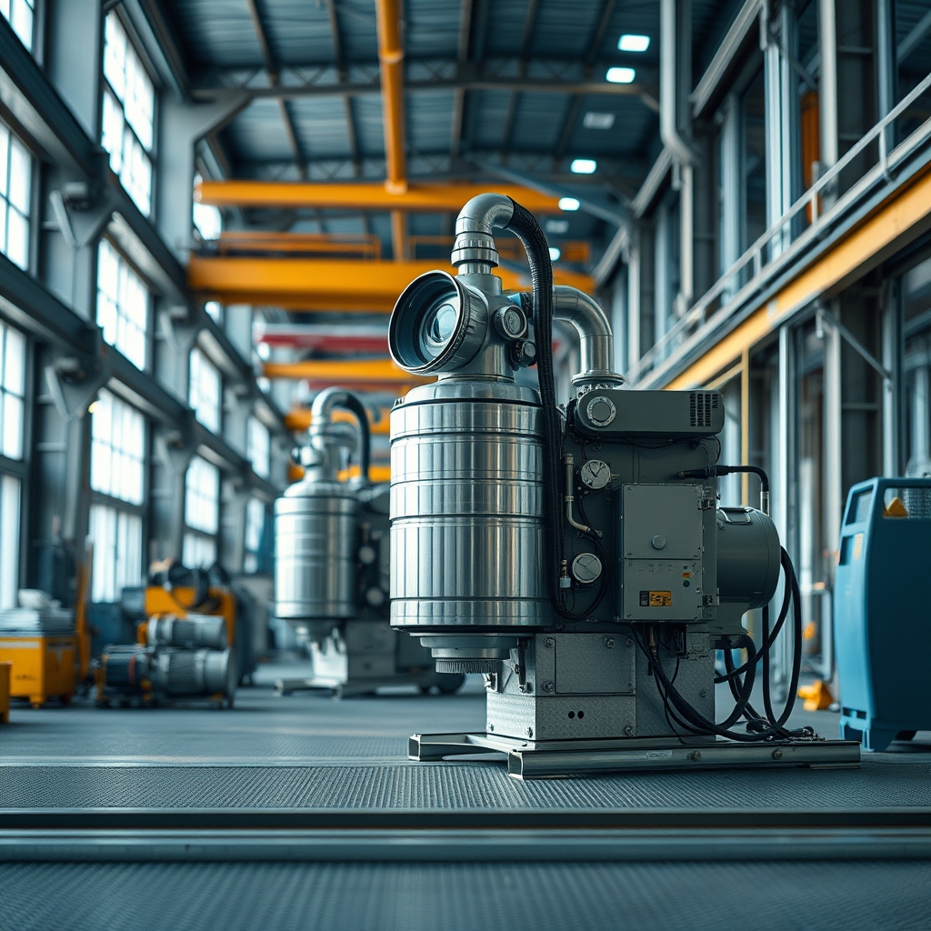 Промышленные камеры видеонаблюдения на металлической ферме внутри здания