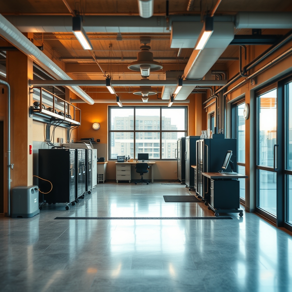 Серверная стойка с оборудованием для машинного обучения в центре обработки данных